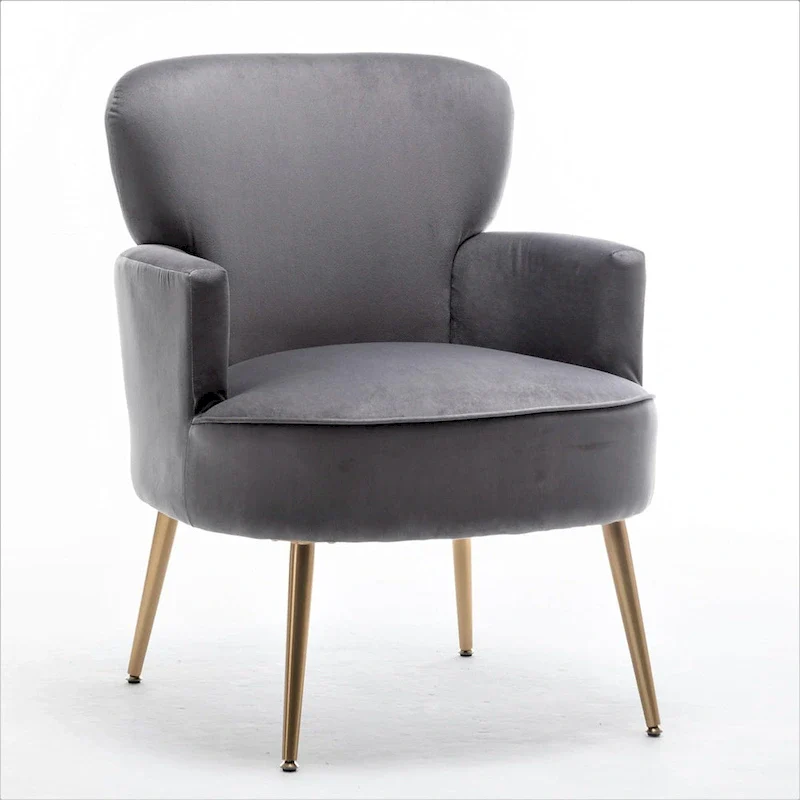 Velvet Accent Chair with Gold Metal Legs