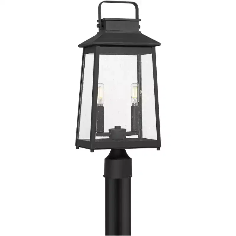 John Timberland Jubliee 20 1/4 High Modern Outdoor Post Light Fixture Pole Porch House Exterior 2-Light Weatherproof Black Metal Clear Glass Shade