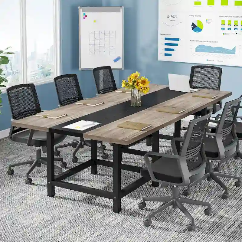 6.5 Ft Conference Room Table, Rectangle 78.74L X 39.2W X 29.52H Inches,2 Separate Piece - 78.74L X 39.2W X 29.52H