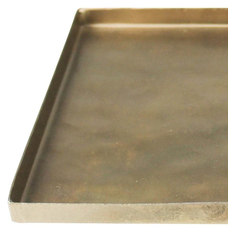 HomeRoots 8  Gold Metal Handmade Serving Tray - 6 W x 8.25 D x 0.5 H