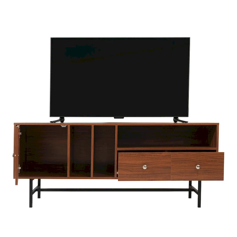 Rochester 2-Drawer 4-Shelf TV Stand Credenza with Iron Legs