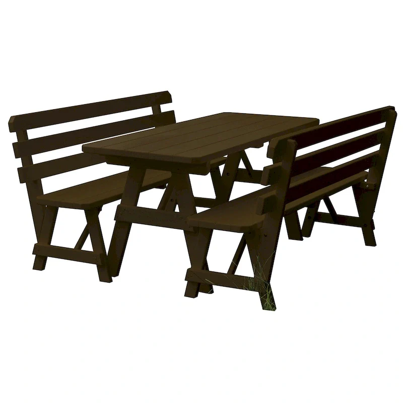Pine 8' Picnic Table with 2 Backed Benches