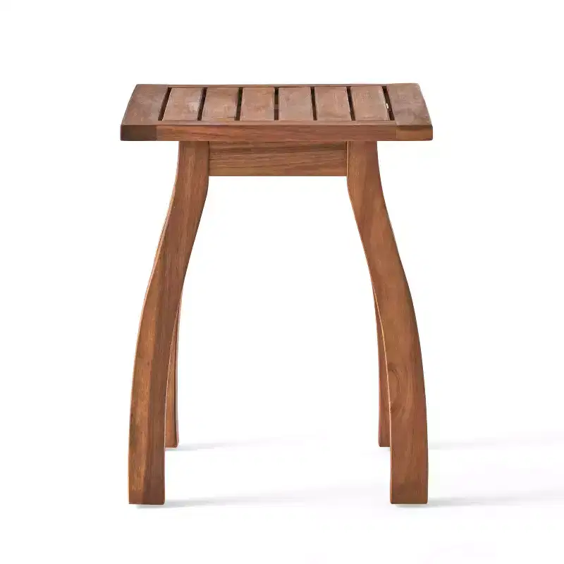 Selma 3pc Acacia Wood Rocking Chair w/ Cushion & Acacia Side Table - Teak - Christopher Knight Home: Weather-Resistant, Patio Chat Set