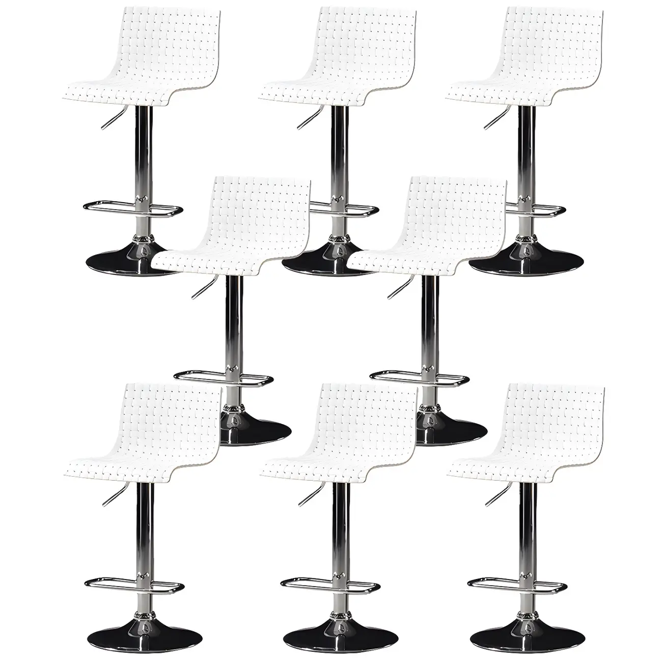 Modern Square Seat Plastic Rattan Adjustable Swivel Bar Stools