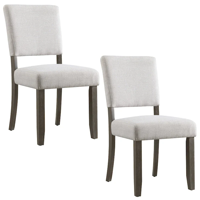 Upholstered Back Dining Chair with Wood Base Set of 2