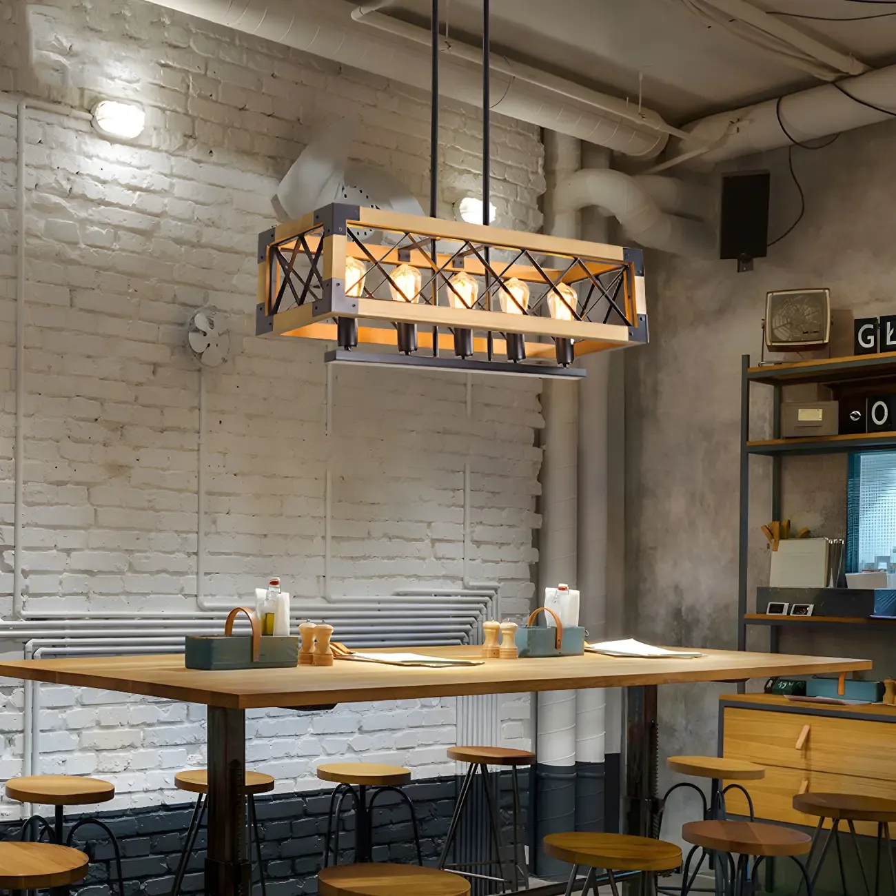 Industrial Black Metal 5-Light Island Pendant Light