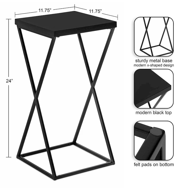 Kate and Laurel Elix Wood and Metal Table and Plant Stand