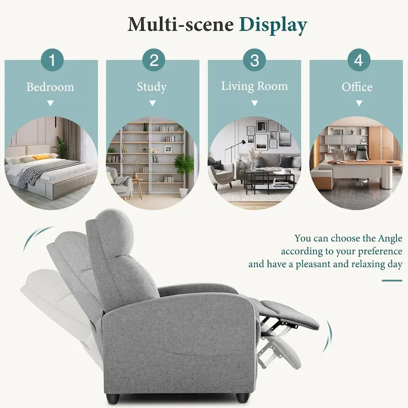 Massage Recliner Push Back Reclining Chair Home Theater Recliner Armchair