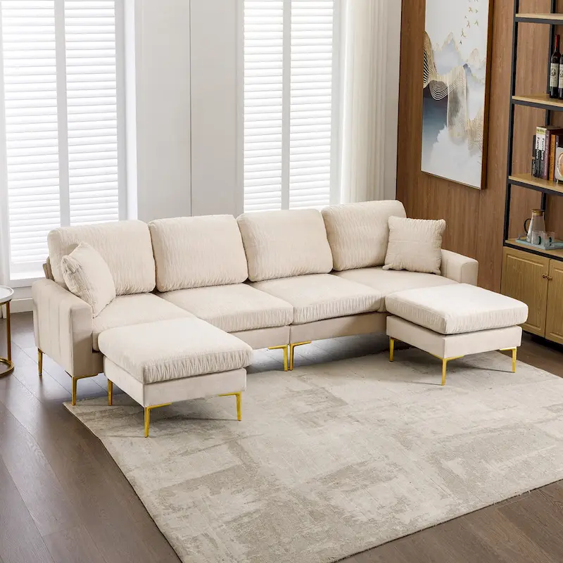 Velvet U-shaped modular detachable sectional sofa
