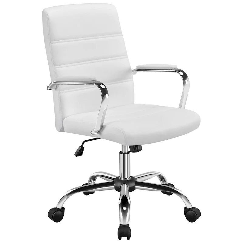 White / Black / Pink / Light Gray Mid-Back PU Leather Swivel Office Chair for 1 Person