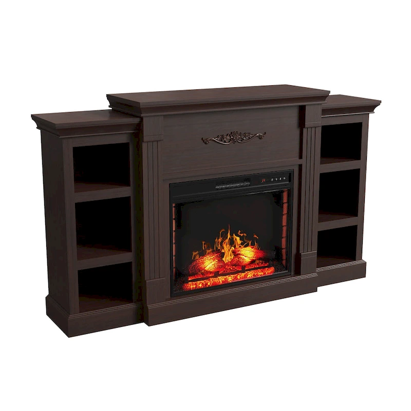 70 Wood Classical Fireplace TV Stand with 28 Electric Fireplace