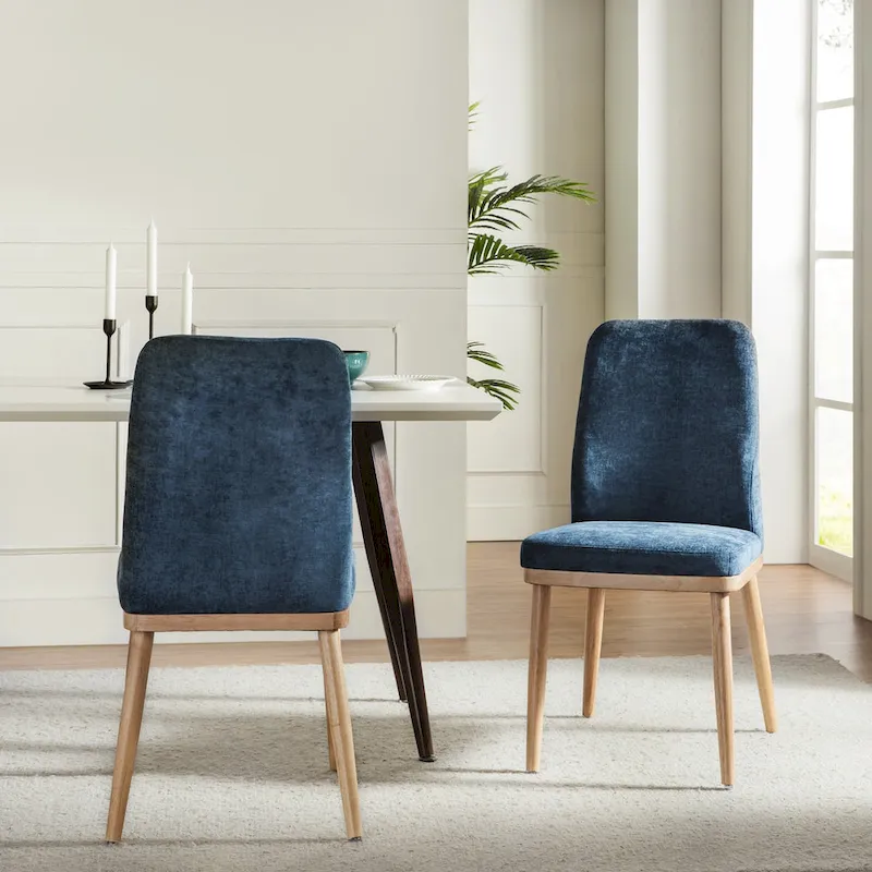 Emilia Mid-century Modern Upholstered Dining Chair Set of 2 by HULALA HOME