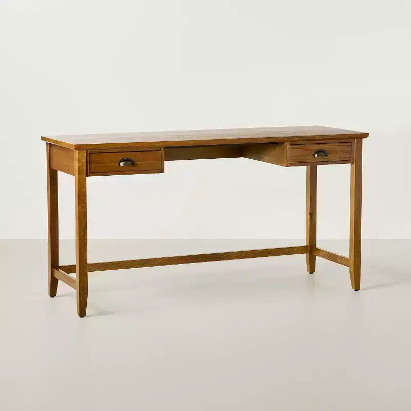 2-Drawer Rectangular Office Desk -Oak Brown - Hearth & Hand™ with Magnolia