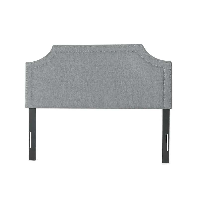 Adeco Fabric Upholstered Headboard with Nailhead for Queen Bed