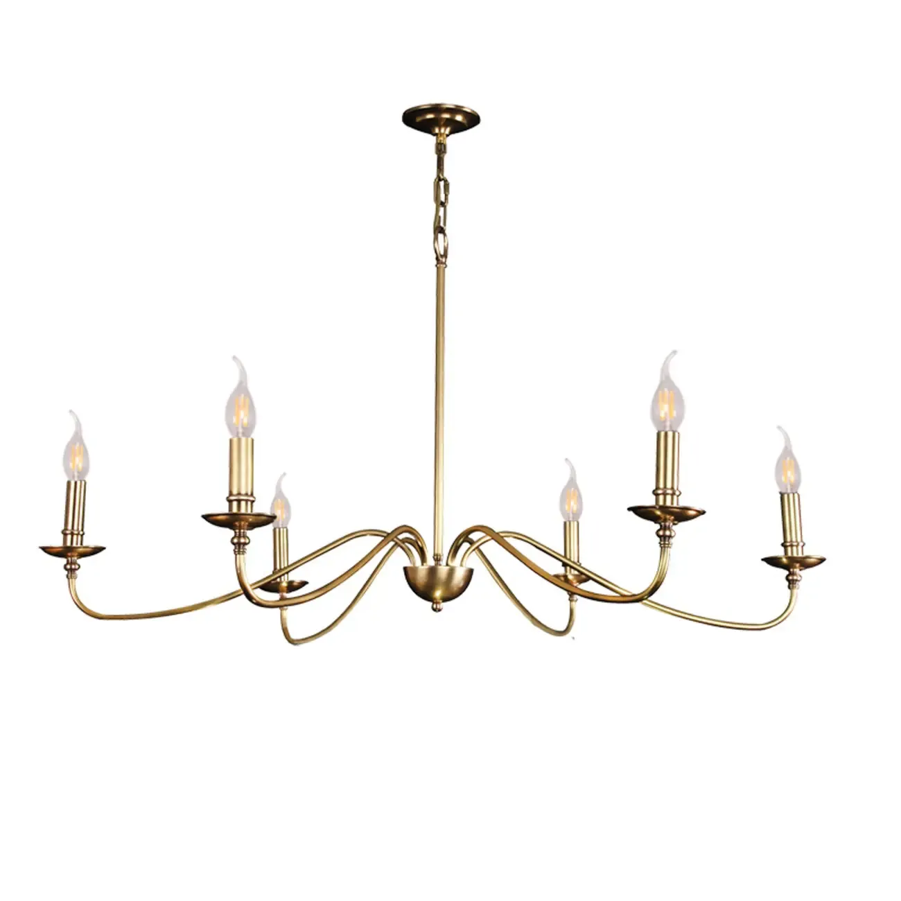 Simple Linear Gold Metal Candelabra Chandelier