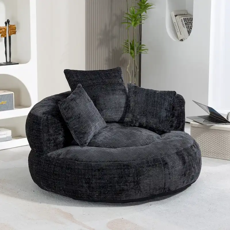 Chenille Upholstered Durable Comfort Lounger High Back Bean Bag Chair