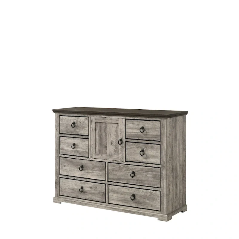 Aimon 3 Piece Gray Rustic Panel Bedroom Set