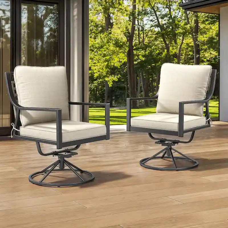 Gymojoy Patio Swivel Dining Chairs Set of 2, Outdoor 360 Swivel & 15 Rocking Chairs with All-Weather Textilene Fabric
