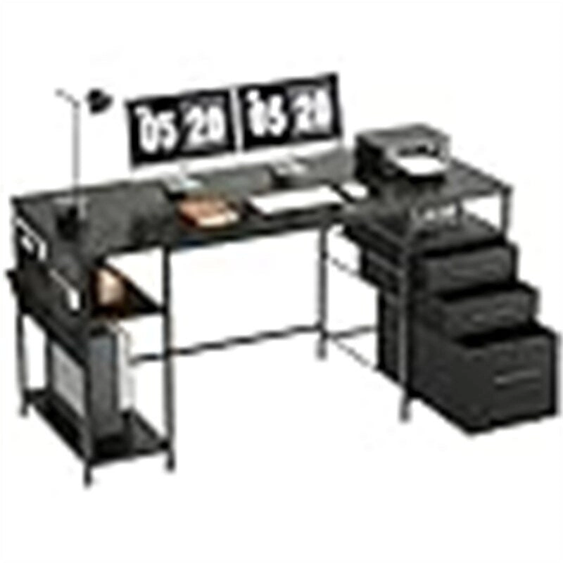 Desks with Drawers and Shelves - 21.65 D x 59.06 W x 29.13 H
