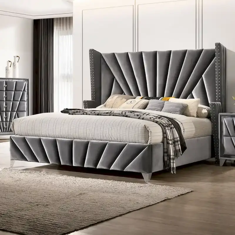 Traditional upholstered bed