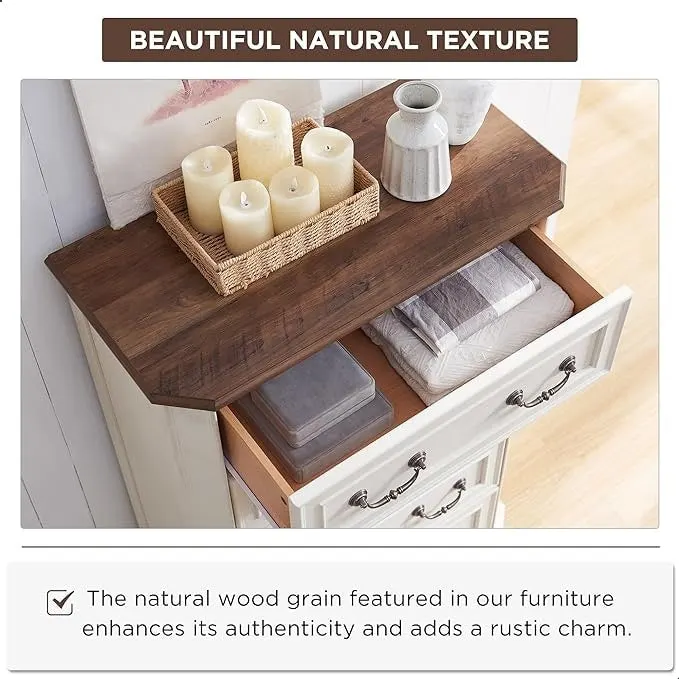 Farmhouse 5 Drawers Dresser, Wood Chest of Drawers, Dressers Organizer