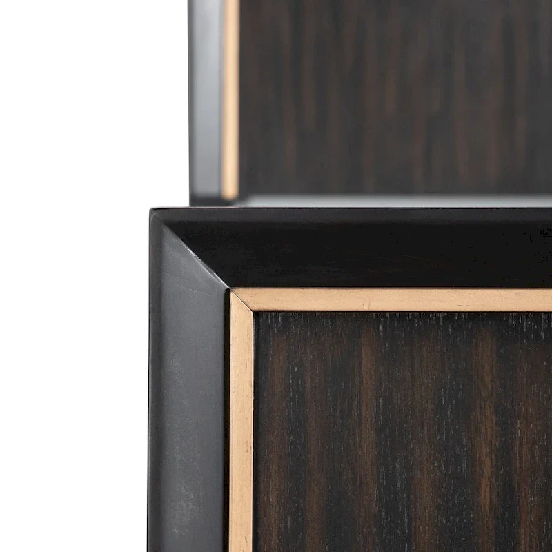 Panel Bed with Gold Accent Trim - Espresso - Queen/King