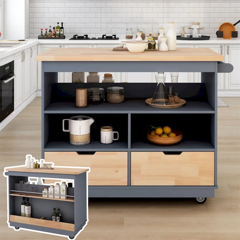 Two-sided Kitchen island Cart on Wheels by