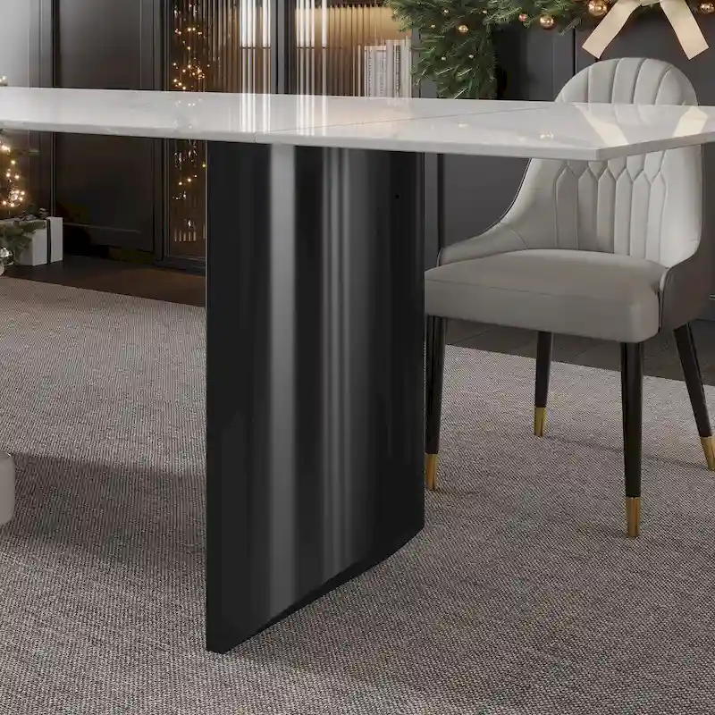 9 - Piece 94.48 Extendable Sintered Stone Dining Table with 8 Chairs Dining Set