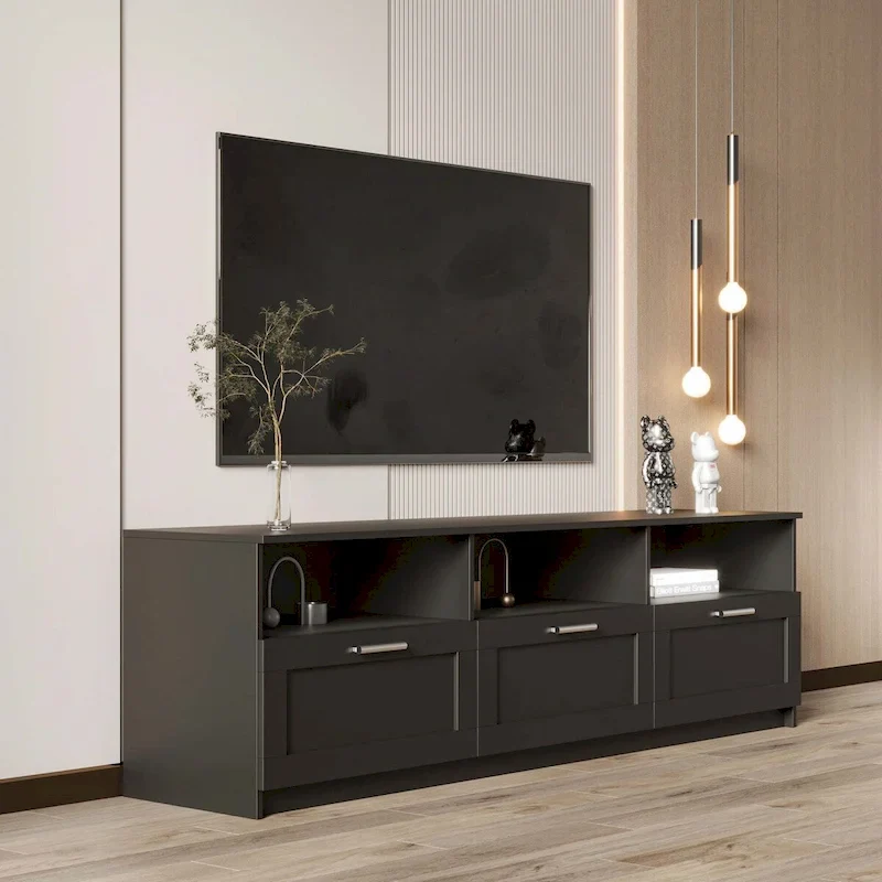 White modern minimalist TV cabinet 80 inch TV stand