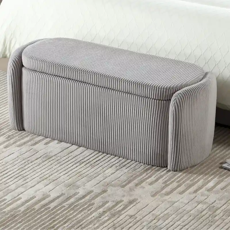 Entryway Upholstered Fabric Storage Ottoman