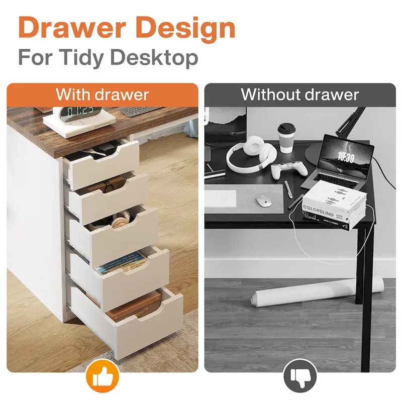 Modern Computer Desk Study Writing Table with 5 Drawers