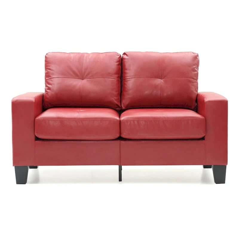Newbury 58 in. W Flared Arm Faux Leather Straight Sofa - 32L x 58W x 36H