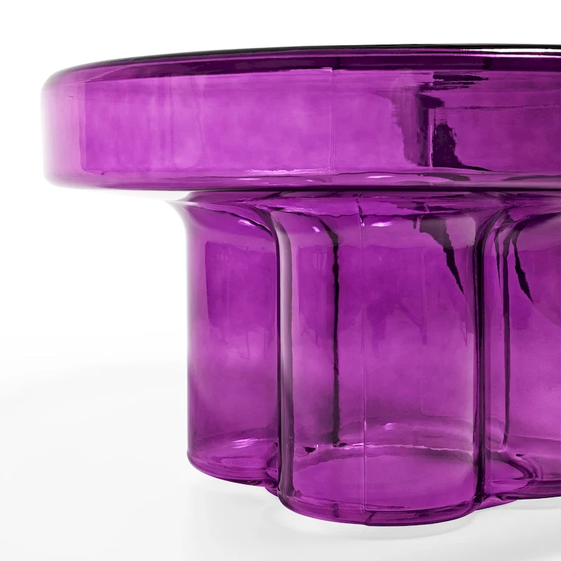 Modern Artistic Flower Glass Round Coffee Table Side Table