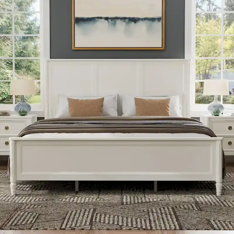 Furniture of America Arlena Classic Modern Solid Wood Panel Bed