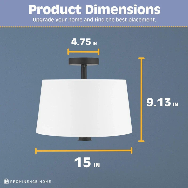 Prominence Home Billet Convertible Pendant/Semi-Flush with Fabric Shades