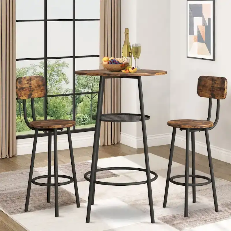 2-Tier Round Bistro Bar Dining Table