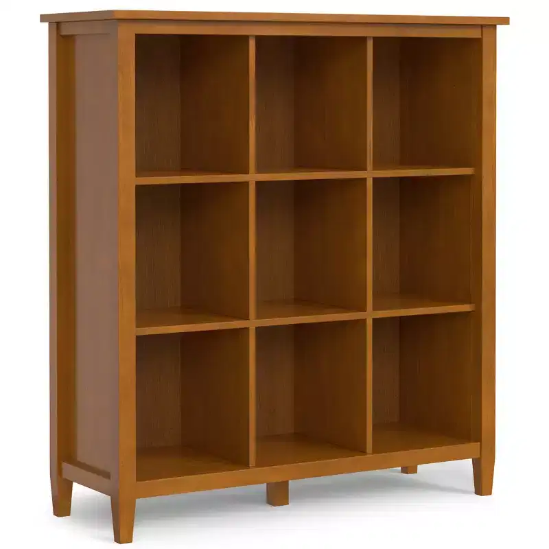 Norfolk SOLID WOOD 48 inch x 44 inch Transitional 9 Cube Storage in Light Golden Brown