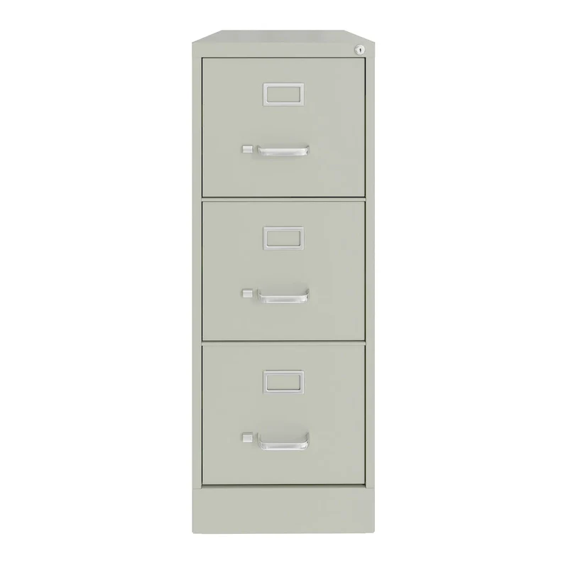 Vertical File Cabinet with Lock - Grey/Beige/Black, 3-Drawer