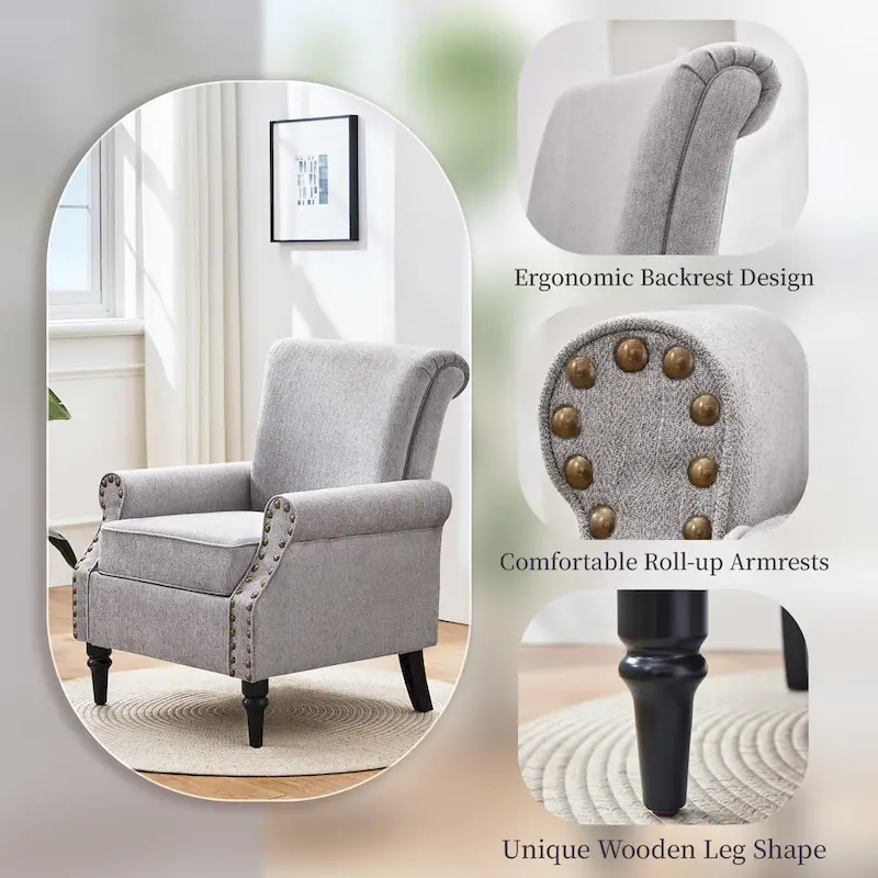 Classic Upholstered Accent Chair Set of 2