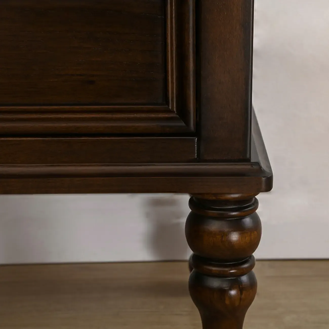 Classic Brown Espresso Wood 2-Drawer Standard Nightstand