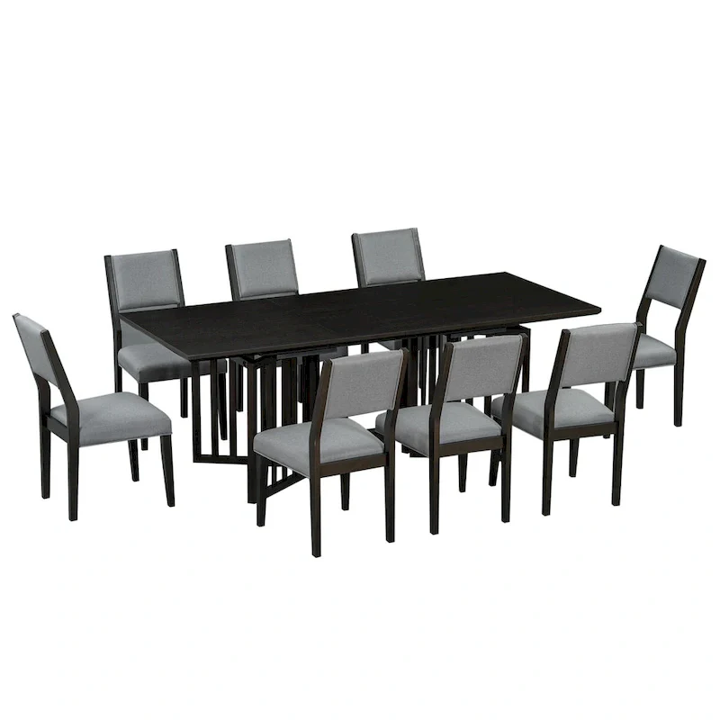 Farmhouse 9-Piece Dining Table with 212 Removable Leaves & 8 Dining Chairs