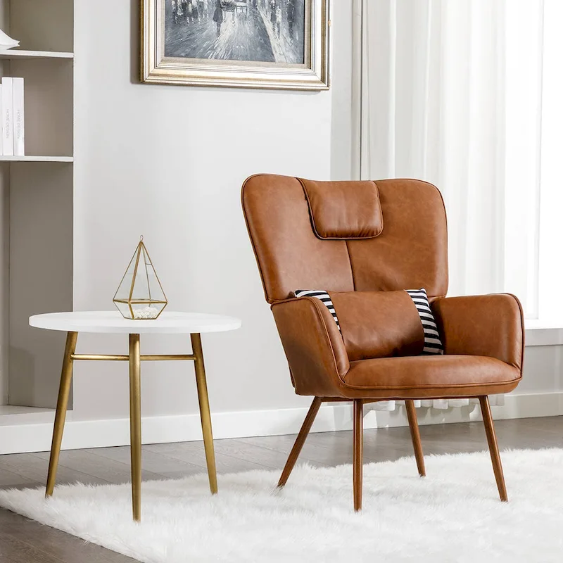 Faux Leather Wingback Accent Chairs Living Room Chairs