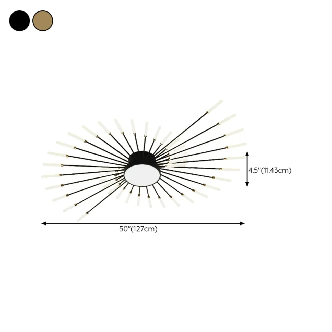 Modern Gold Metal Sputnik Semi Flush Ceiling Light