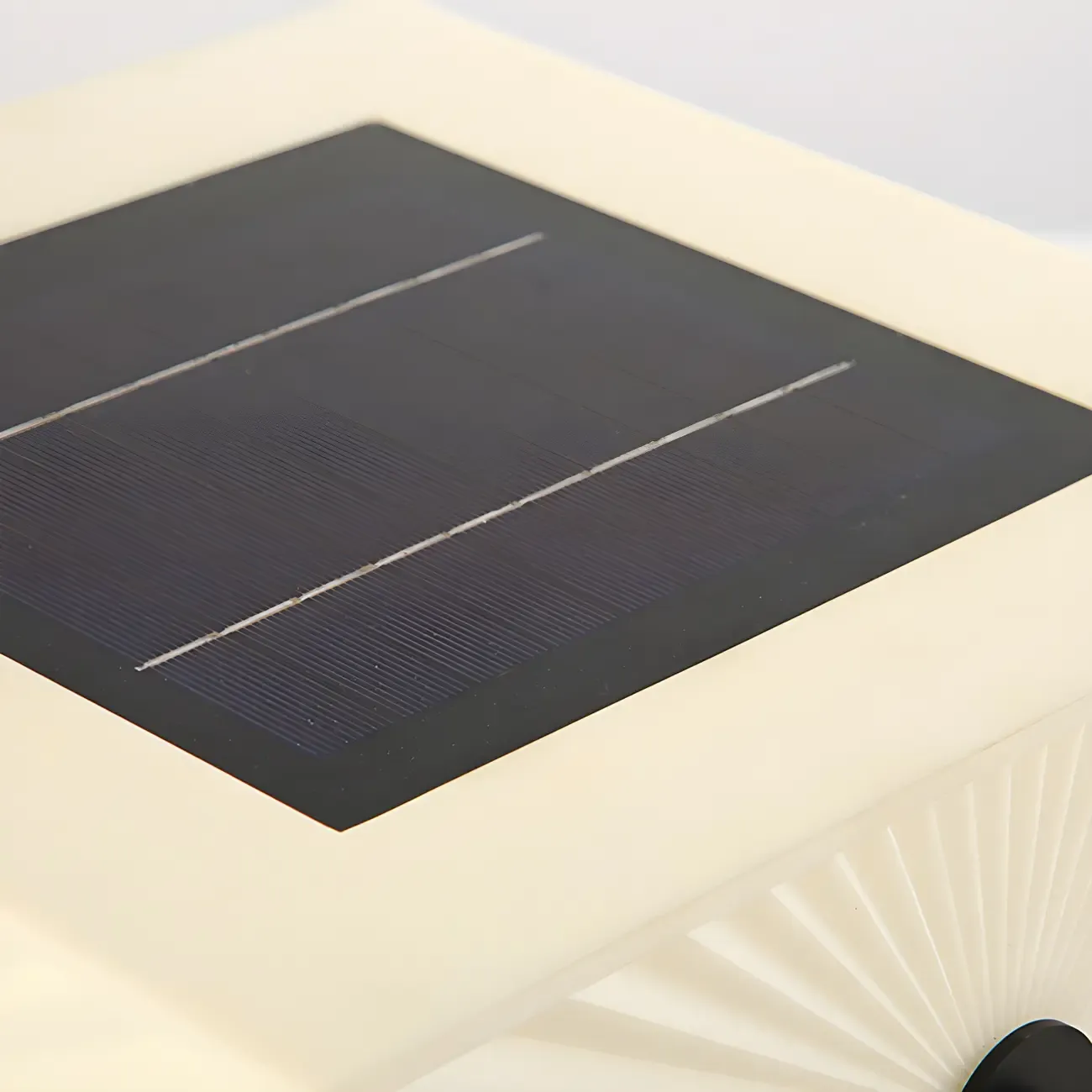 Black Elegant Bracket Post Cap Light with Beige Cubic Shade