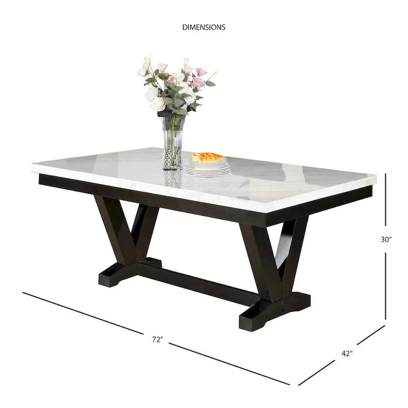 Steve Silver Fenton White Marble Dining Set