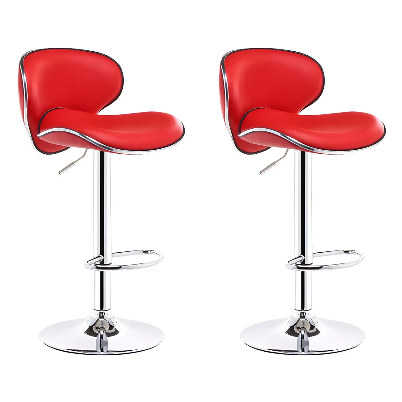 360° Swivel Faux Leather Bar Stools Adjustable Height Bucket Seat