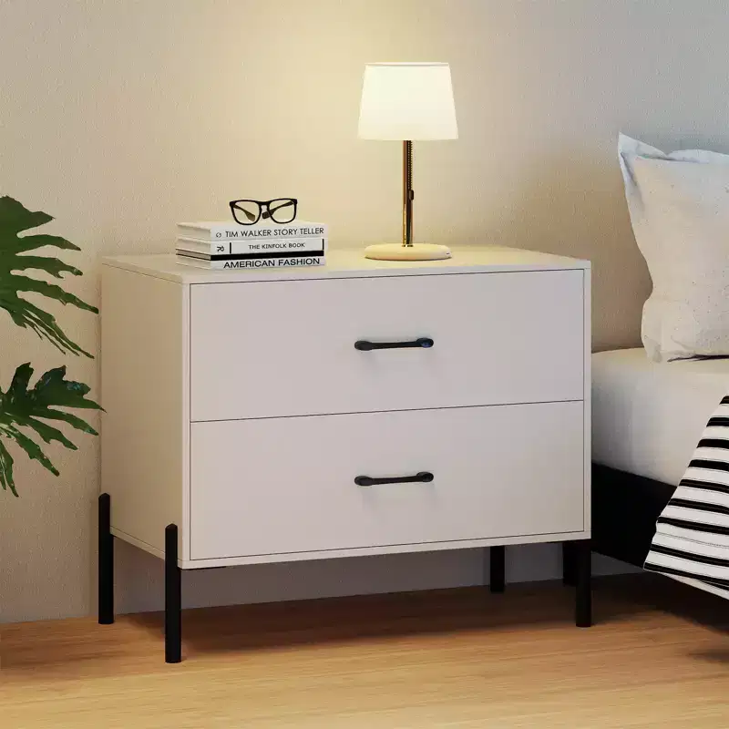 Costway 2PCS 2-Drawer Dresser w/Metal Legs Handles Drawers Anti-Tipping Kits for Closet