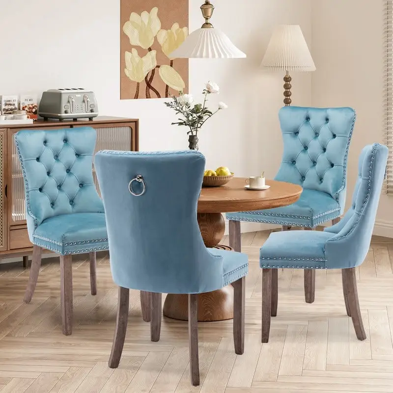 Solid Wood Velvet Upholstered Dining Chair