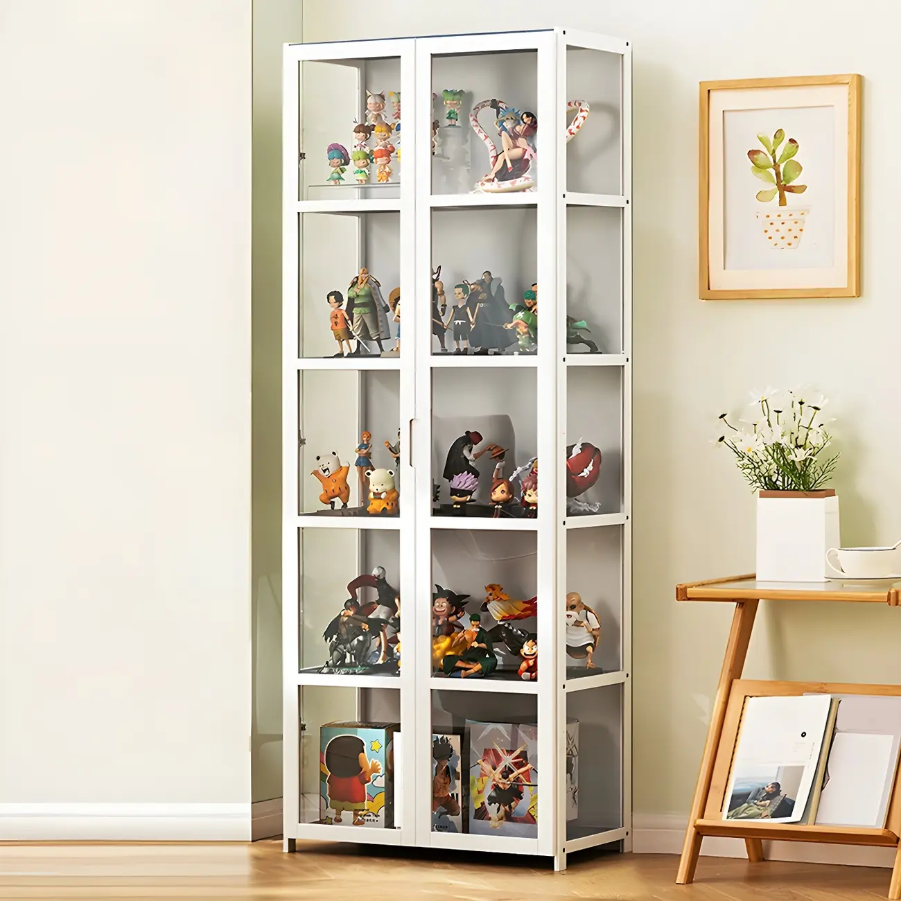 Modern Natural Bamboo Acrylic Standard  Display Cabinet