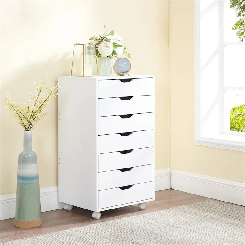 7- Drawer Office File Wooden Cabinet, for Home Office, Mobile File Cabinet, Mobile Storage Cabinet, Filing Storage Drawer